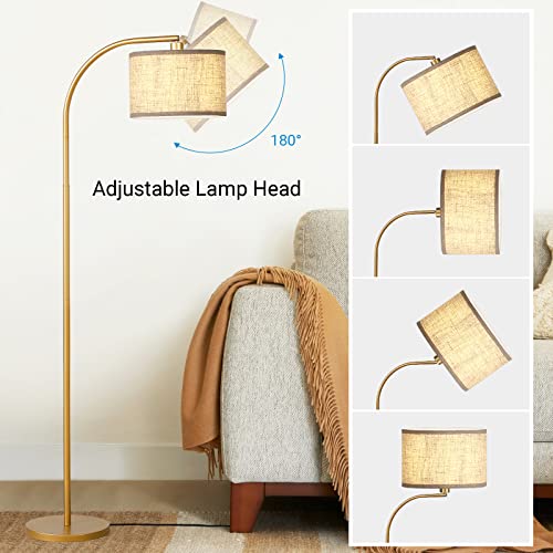 Dewenwils Modern Arched Floor Lamps With Adjustable Lampshade, Standing Tall Arc Lamp, Corner Reading Light For Living Room, Bedroom, Office, Simple Design Farmhouse Style (Gold) #TOP1