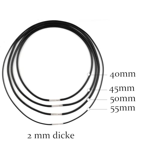 GFTCGK 4 Stück Lederband Halskette 2mm, Kunstleder Halskette Schwarz, Lederkette Mit Edelstahl Verschluss, Lederhalsband für Männer und Frauen(40-55cm)