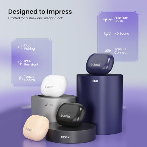 Image of AROMA TWS31 with Upto 36 Hrs* Playtime BT V5.4, Type C Fast Charging True Wireless Earbuds