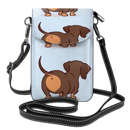 Sacoche téléphone teckel en cuir PU de qualité supérieure et cartes