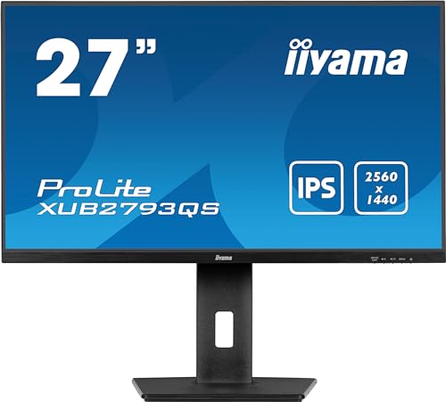 iiyama Ecran Prolite XU2793QS-B7 Ultra Mince, Dalle IPS, 2560x1440@100Hz, 1ms, 300cd/m², 1300:1, 1xHDMI, 1xDisplayPort, Haut-parleurs, VESA 100x100, i-Style Colour. TCO