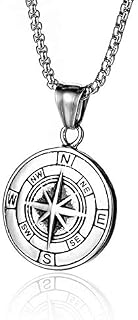 YUYU DIAN ZI SHAN Compass Necklace for Men Chain Stainless Steel Compass Pendants