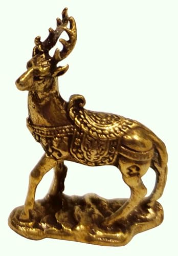 Cerf en laiton miniature Purpledip : statuette de collection détaillée