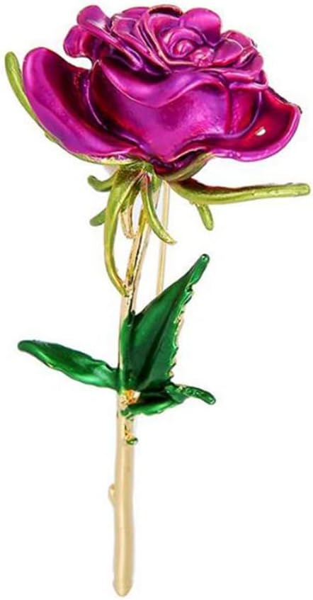 Classic Enamel Rose Flower Brooches for Women - Alloy Weddings Office Casual Brooch Pins - Fashion Luxury Pin Gifts