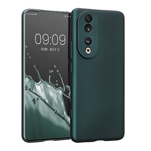 kwmobile Case Compatible with Honor 90 5G Case - Soft TPU Back Phone Cover - with Metallic Look - Metallic Teal