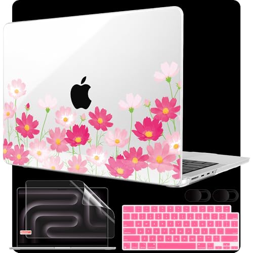MEEgoodo Case for MacBook Pro 14 inch (M5/M4/M3/M2/M1) Pro/Max 2026 2025 2024 2023 2021, Laptop Case Fit Model A3427/A3426/A3434/A3112/A3401/A3185/A2918/A2992/A2779/A2442, Bright Pink Flowers by MEEgoodo - Used condition - US$25.12