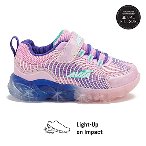 Avia Ignite Slip On Led Light Up Toddler And Little Kid Sneakers - Lightweight Tennis, Athletic, Running Shoes For Girls - Light Pink/Teal Green, 5 Toddler #TOP2