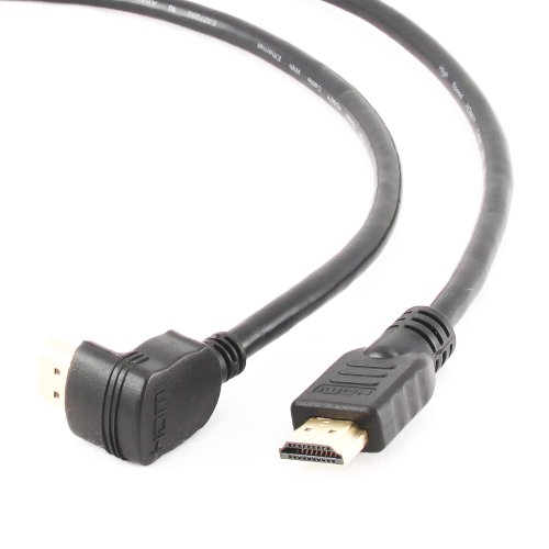 Gembird 1.8m 1.4 HDMI Cable with 90 Gold Plated Male to Straight Male Connector, Black, 1.8 Meters