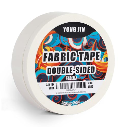 YONGJIN Double-Sided Fabric Tape (2 Rolls) - No Sewing or Ironing Required, Perfect for Quick...