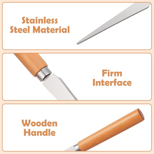 Fettling Sculpture Carpenter for Polymer Smoothing: 10pcs Wood Handles Steel Tool Shaping with Art Blade Ceramic Wooden Handle Sculpting Pottery Clay Sculpting DIY Craft by COHEALI - Image 4