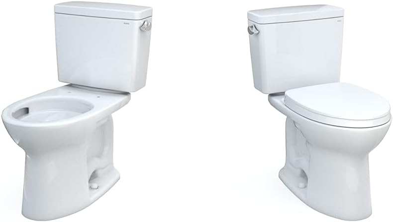TOTO Drake Two-Piece 1.28 GPF Elongated Toilets with TORNADO FLUSH, CEFIONTECT, SoftClose & Right-Hand Trip Lever - Cotton White