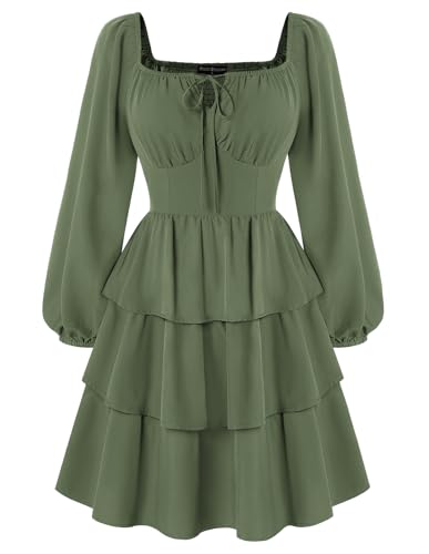 Pirate Costume Women Mini Long Sleeve Renaissance Dress Army Green S - image 1