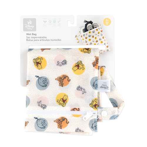 Bumkins Disney Waterproof Wet Bag for Baby, Travel, Swim Suit, Cloth Diapers, Pump Parts, Pool, Gym Clothes, Toiletry, Strap to Stroller, Daycare, Zip Reusable Bag, Packing Pouch, Winnie the Pooh