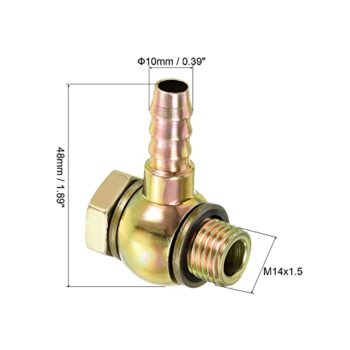 PATIKIL Hose Barb Fitting Elbow 10mm Barbed M14x1.5 Male Thread, Steel Pipe Adapter Connector for Air Water Fuel Oil Gold - Image 2