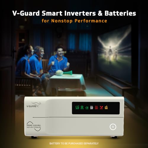Image of V-Guard Prime 1150 Mili 1000VA /12 V Sine Wave Inverter|3- Years Warranty | Multi-Ion & Lithium Battery Compatible | Fast Charging | LED Display | Easy Installation