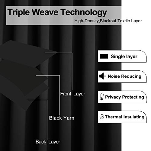 Wontex Room Divider Curtain - Privacy Blackout Curtains For Bedroom Partition, Living Room And Shared Office, Thermal Insulated Grommet Curtain Panel For Sliding Door, 8.3Ft Wide X 7Ft Long, Black #TOP4