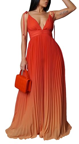 ZVO Women Maxi Dress Sexy Cocktail Party Long Dress Summer Loose Beach Dresses A-line Pleated Halter Dress