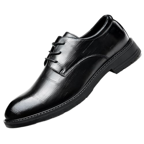 Men's Breathable Leather Oxford Dress Shoes, Formal Business Casual Footwear with Low-Top Anti-Slip Sole, English Style for Wedding, Prom or Office