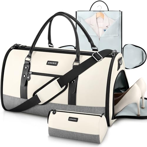 Travel Garment Bag, Convertible Garment Duffel Bags Combo with Shoe Compartment Toiletry Bag, Carry-On Weekend Overnight Bag for Women Man, 2 in 1 Hanging Dress Luggage Suitcase Suit Business Trip
