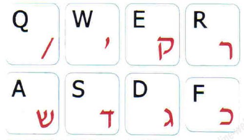 Stickers para teclado blanco hebreo-inglés para laptops y PCs miniatura 4