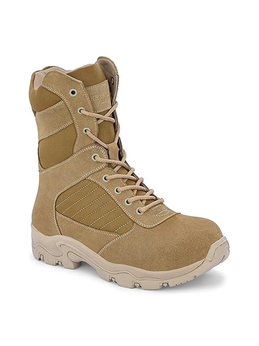 Image of Harrytech London SWAT Tactical Airforce /Military /Army Boots for Men with Side Zip Suede Leather 9 inch (Inches) long boots with Trekking /HIking /Bike Rider