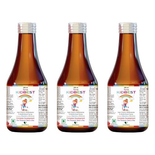 Image of Kids Multivitamin Syrup 200ml with Zinc, Vitamin A, C & E - Daily Support for Children (Pack of 3)