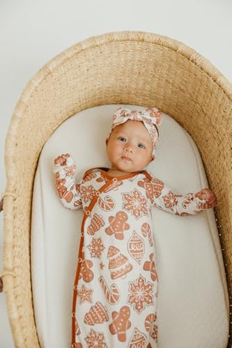 Copper Pearl Baby Gown - Knotted Newborn Sleepers for Baby Boy and Girl, Soft Stretchy Long Sleeve Infant Gowns with Bottom Tie and Hand Mittens, Perfect Hospital Coming Home Outfit (Gingerbread)3