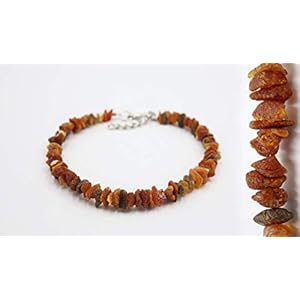 Baltische barnsteenhalsband voor honden en katten met verstelbare metalen ketting | Natuurlijke bescherming honden ketting halsband (35 cm)