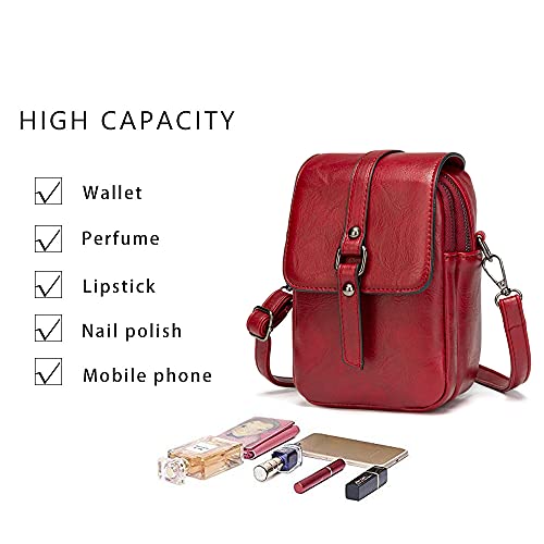 myfriday Vintage Crossbody Phone Bag for Women, Small Leather Shoulder Purse and Handbag with Tassel&Rivet Decoration - Image 4