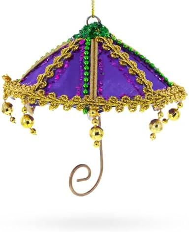 Whimsical Purple Umbrella with Beaded Accents Christmas Ornament image 5