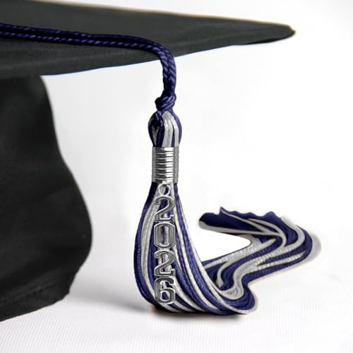 Pompon de graduation bleu marine argent 2026 Endea aux finitions soignées