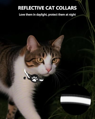 GPS Tracker Katze, Mini Tracker Ohne ABO für Katze (nur Android), Tracking Standort von Haustieren, Reflektierendes Katze Tracker Halsbänder, Arbeite mit Google Find My Device,White