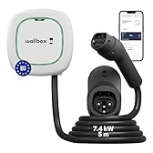 Wallbox Pulsar Max, Chargeur pour Véhicules Électriques (7.4kW, Type 2, Wi-FI, Bluetooth, OCPP, Intérieur/Extérieur, 5m, Installation Facile), Compatible avec Alexa Et Google Home, Blanc