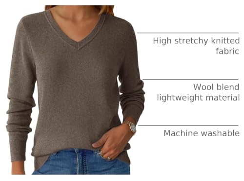 Image of GKBK Women's Sweaters 2026 Fall Fashion Lightweight Classic V Neck Business Casual Outfits Long Sleeve Knit Pullover Tops