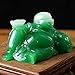 JSY Jade Laughing Buddha Statue - Green Happy Buddha Feng Shui Figurines Jade Buddha Wealth and Good Luck for Home & Office Décor - Inspirational Religious Happy Gifts