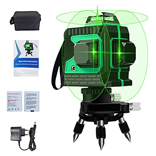 Nivel Láser Autonivelante Cruzadas Verde 3 X 360°Línea Laser 3D 25M Área De Trabajo -...