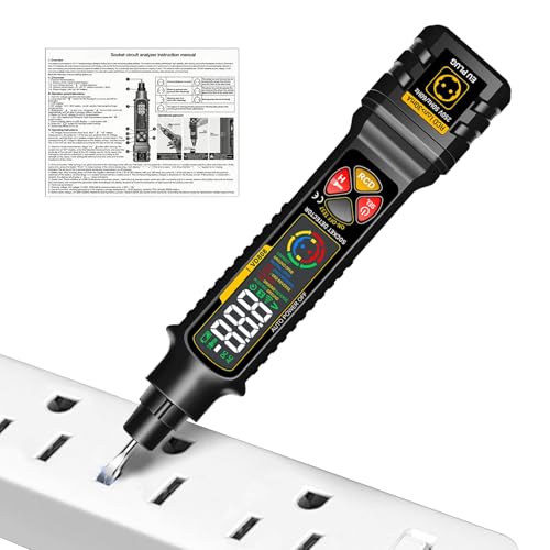 Buscador de circuitos,Probador de enchufes con pantalla LED inteligente e iluminaciones,2-300V RV Analizador de circuitos | para RV Camper Remolque Casa Eléctrica Automóvil y Vehículos