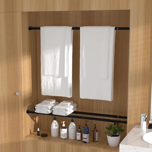 Image of MEXAU 1Pack Spring Tension Curtain Rod 27-50 inch Black Small Tension Rod