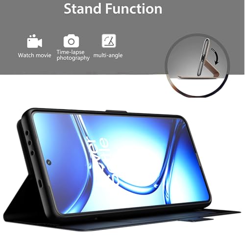 Image of Kapa Noble Slim Magnetic Leather Flip Case Cover for OnePlus 13 | Card Holder Stand Flip Wallet Case (Black)