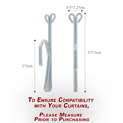 HomEveryday 50pcs Large Stainless Steel Silver Drapery Pins 3in x 1.2in For Hanging Pinch Pleated Curtains. Slip on Drapery Hooks. Drapery Accessories Home & Office Decor Holiday and Party Decorations