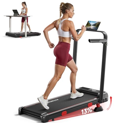 Image of RHYTHM FUN Treadmill with Incline, Walking Pad with Handle Bar,300lbs Walking Pad with APP, Portable Folding Walking Treadmills for Home /Office with Low Noise