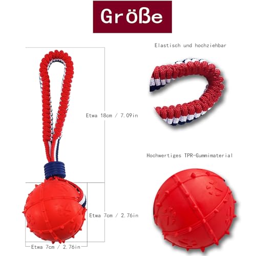 ViVNiK Spielzeugkugel werfen ，Hundespielzeugball, Hundespielzeugball mit Seil, interaktives Haustierspielzeug, Hundeballspielzeug aus Seil, Wurfspielzeugball, große (CQ-H)