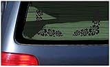 Hibiscus Flower Corner Design Left and Right Sticker Decal Lei Black