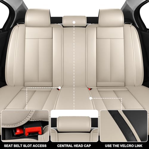 Custom Fit Seat Covers for Mercedes-Benz GLC 300 2017-2026, Abrasion & Stain-Resistant Leatherette, Soft Breathable Design for Lasting Comfort(5 Seats Luxury,Beige Brown) - Image 5
