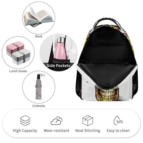 Cool Skull Pineapple Backpack for Men Women, Durable Small Backpack Casual Lightweight Daypack for Travel Bag3