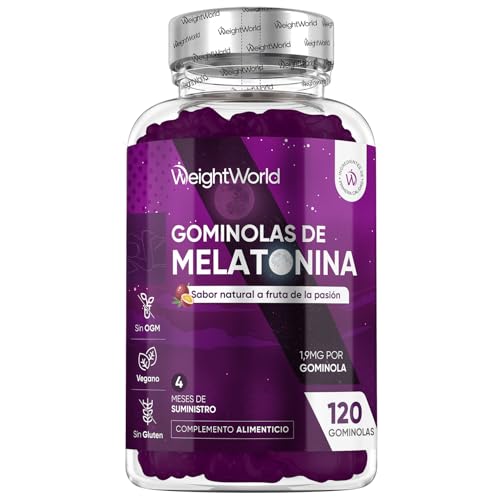 Melatonina Gominolas 120 Unidades Con Vitamina B6 y Sabor Natural a Fruta de la Pasión - Gummies para 4 Meses, Melatonina Contribuye a Reducir el Tiempo para Conciliar el Sueño, Veganas y Sin Gluten