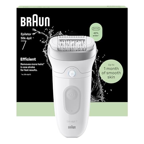 Braun Silk Epil 7 Epilatore Elettrico Donna Con Testina Ampia Per Una Facile Rimozione Dei Peli, Rasoio Elettrico Donna, Wet & Dry, Pelle Liscia A Lungo, 7-011, Argento