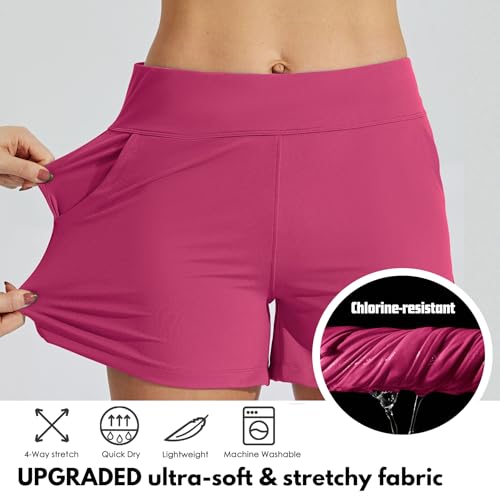 Pantalones cortos de natación mujer Willit playa forro rosa 4