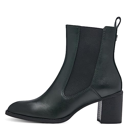 MARCO TOZZI Damen Chelsea Boots aus Kunstleder mit Absatz, Grün (Forest), 39