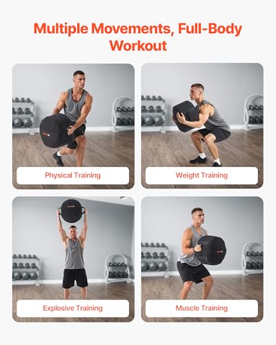VEVOR Sac de Sable d'entraînement, Sac de Musculation Robuste avec poignées, Sac de Slam pour Fitness, Musculation, Crosstraining, Exercice de Gym à Domicile, Noir (Non rempli) – Image 5